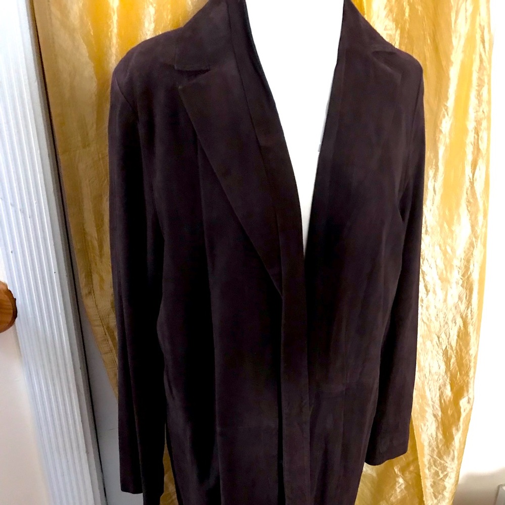 Suede full length wrap coat with belt never worn